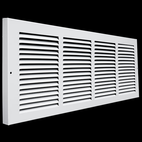 airgrilles 24"w x 8"h baseboard return air grille   vent cover grill   7/8" margin turnback to fit baseboard   white   outer dimensions: 25.75"w x 9.75"h for 24x8 duct opening hnd-bra-wh-24x8  - 1