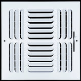 10"x10" 3-WAY Fixed Curved Blade Air Supply Diffuser | White | Outer Dimension: 11-3/4"W X 11-3/4"H