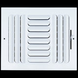 10"x8" 3-WAY Fixed Curved Blade Air Supply Diffuser | White | Outer Dimension: 11-3/4"W X 9-3/4"H