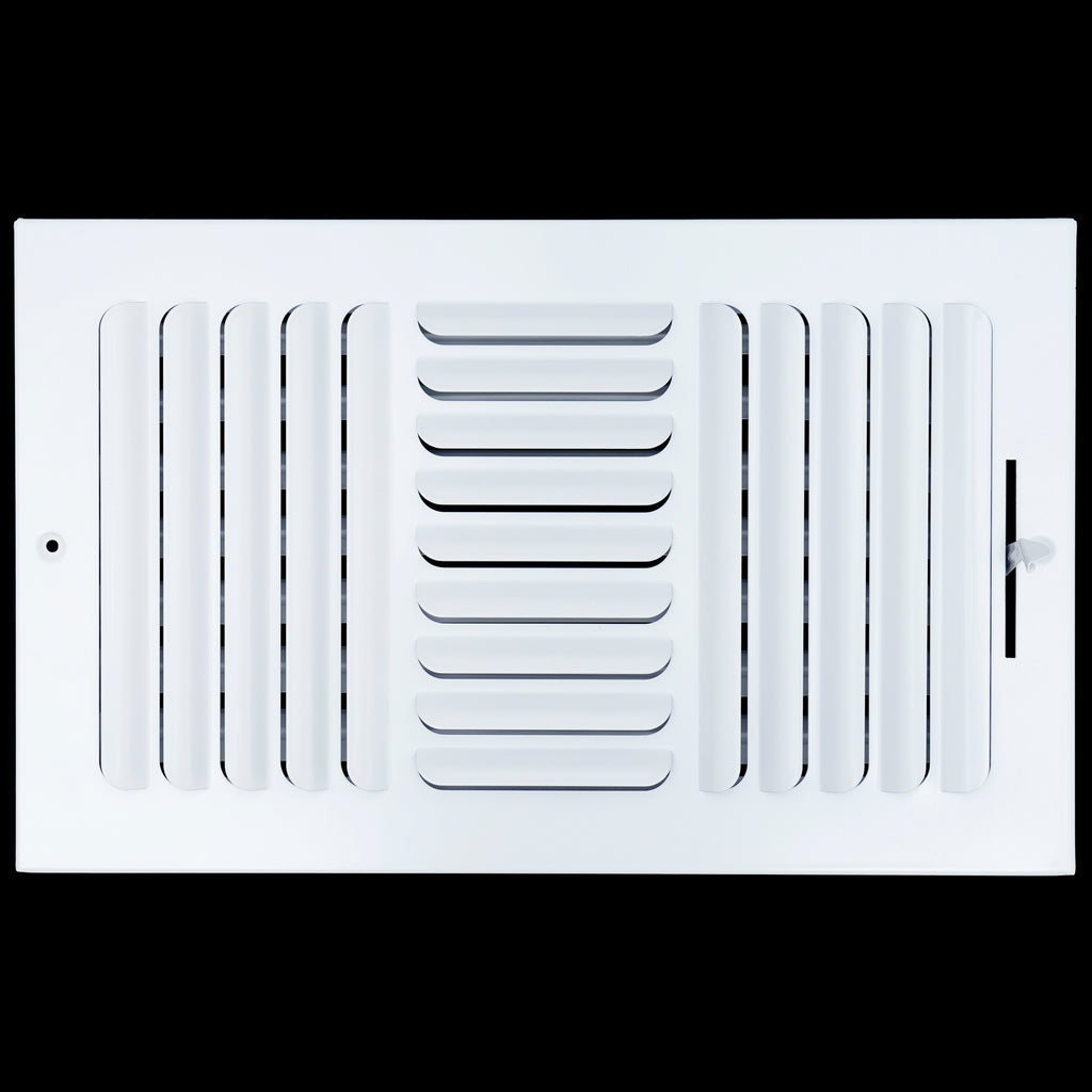 airgrilles 14"w x 8"h 3 way fixed curved blade air supply diffuser  -  register vent cover grill for sidewall and ceiling  -  white  -  outer dimensions: 15.75"w x 9.75"h hnd-cb-wh-3way-14x8  - 1