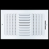 14"x8" 3-WAY Fixed Curved Blade Air Supply Diffuser | White | Outer Dimension: 15-3/4"W X 9-3/4"H