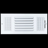 16"x6" 3-WAY Fixed Curved Blade Air Supply Diffuser | White | Outer Dimension: 17-3/4"W X 7-3/4"H