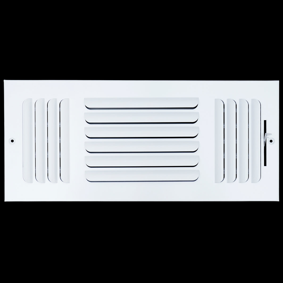 airgrilles 16"w x 6"h 3 way fixed curved blade air supply diffuser   register vent cover grill for sidewall and ceiling   white   outer dimensions: 17.75"w x 7.75"h hnd-cb-wh-3way-16x6  - 1
