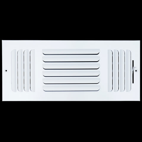 airgrilles 16"w x 6"h 3 way fixed curved blade air supply diffuser   register vent cover grill for sidewall and ceiling   white   outer dimensions: 17.75"w x 7.75"h hnd-cb-wh-3way-16x6  - 1