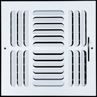 airgrilles 10"w x 10"h 4 way fixed curved blade air supply diffuser  -  register vent cover grill for sidewall and ceiling  -  white  -  outer dimensions: 11.75"w x 11.75"h hnd-cb-wh-4way-10x10  - 1