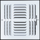 10"x10" 4-WAY Fixed Curved Blade Air Supply Diffuser | White | Outer Dimension: 11-3/4"W X 11-3/4"H
