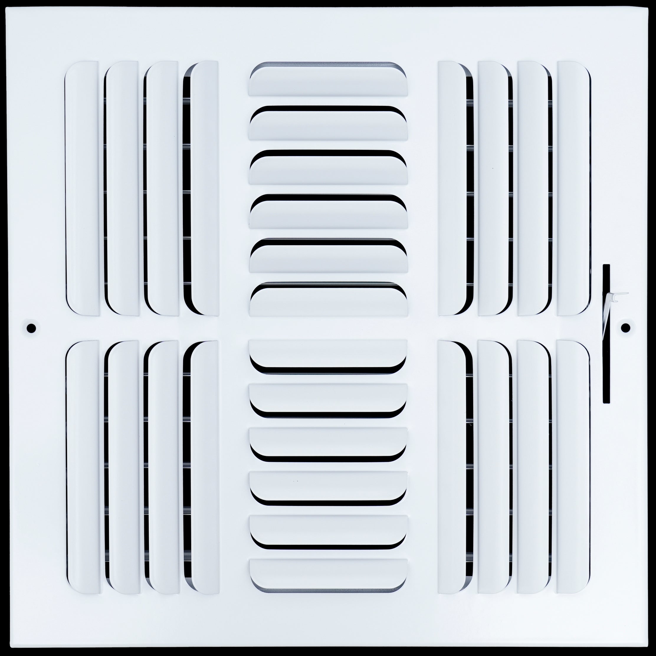 airgrilles 12"w x 12"h 4 way fixed curved blade air supply diffuser  -  register vent cover grill for sidewall and ceiling  -  white  -  outer dimensions: 13.75"w x 13.75"h hnd-cb-wh-4way-12x12  - 1