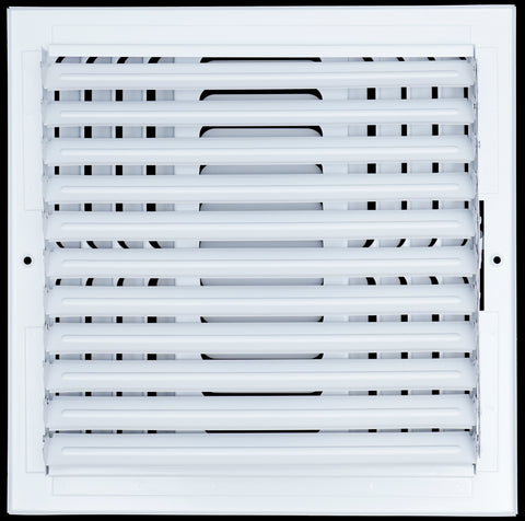 12"W x 12"H 4 WAY Fixed Curved Blade Air Supply Diffuser | Register Vent Cover Grill for Sidewall and Ceiling | White | Outer Dimensions: 13.75"W X 13.75"H