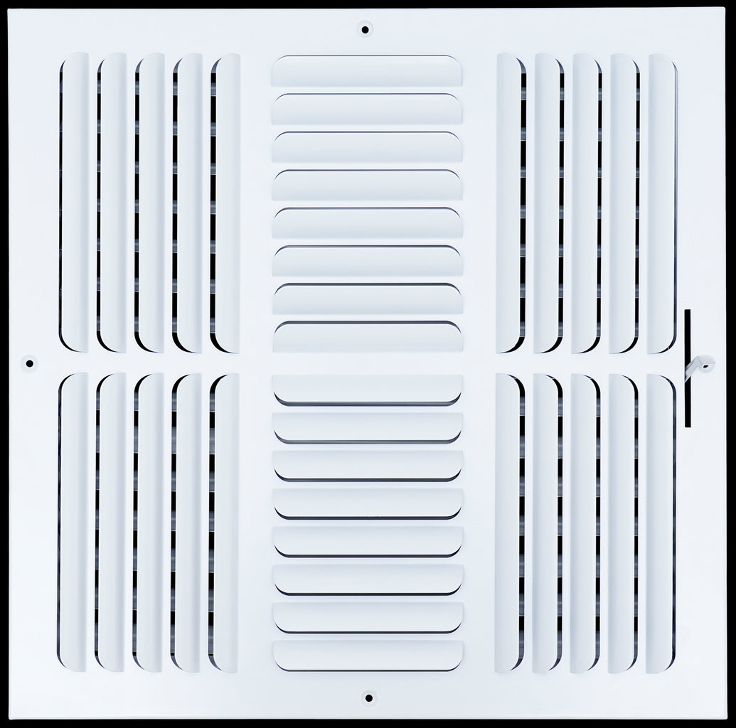 airgrilles 16"w x 16"h 4 way fixed curved blade air supply diffuser   register vent cover grill for sidewall and ceiling   white   outer dimensions: 17.75"w x 17.75"h hnd-cb-wh-4way-16x16  - 1
