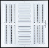 16"x16" 4-WAY Fixed Curved Blade Air Supply Diffuser | White | Outer Dimension: 17-3/4"W X 17-3/4"H