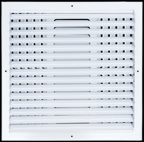 16"W x 16"H 4 WAY Fixed Curved Blade Air Supply Diffuser | Register Vent Cover Grill for Sidewall and Ceiling | White | Outer Dimensions: 17.75"W X 17.75"H