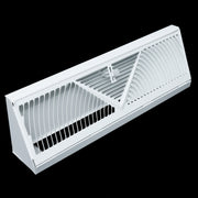 15" White Steel corner baseboard supply register, angled view