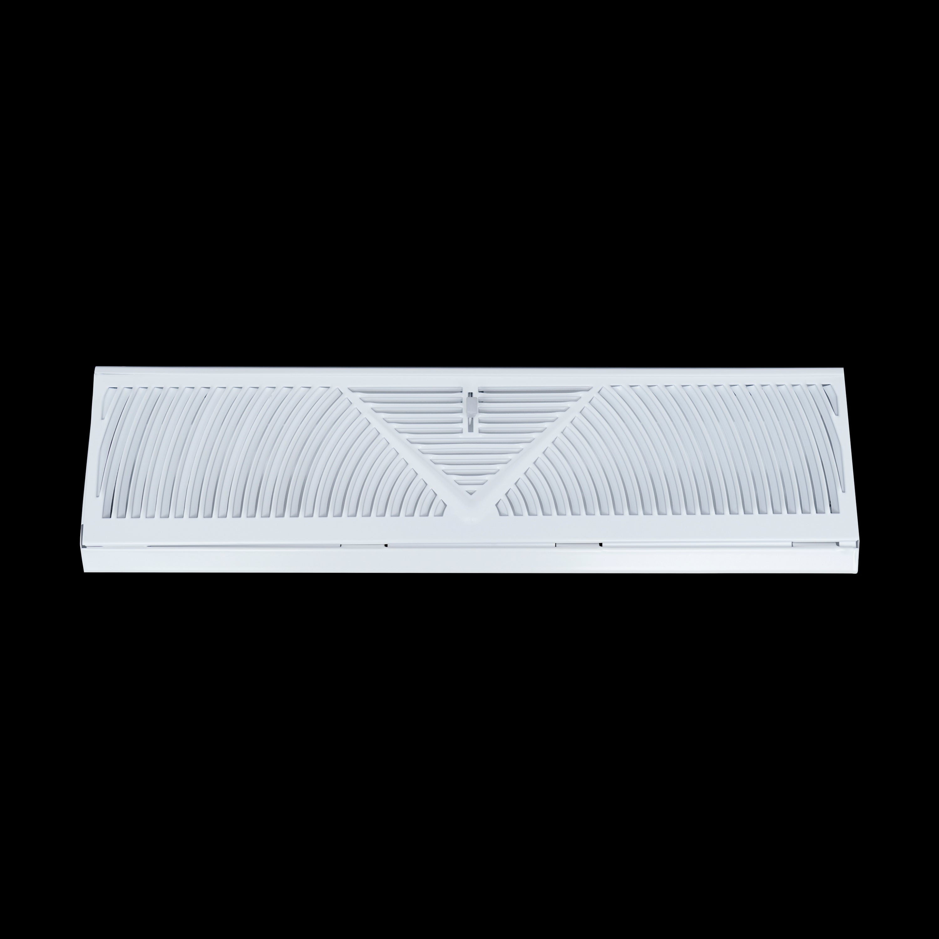 18" Corner Baseboard Return Air Grille | Round Type Air Flow Design | Register Vent Cover Grill | Adjustable Lever for Air Flow Control | White