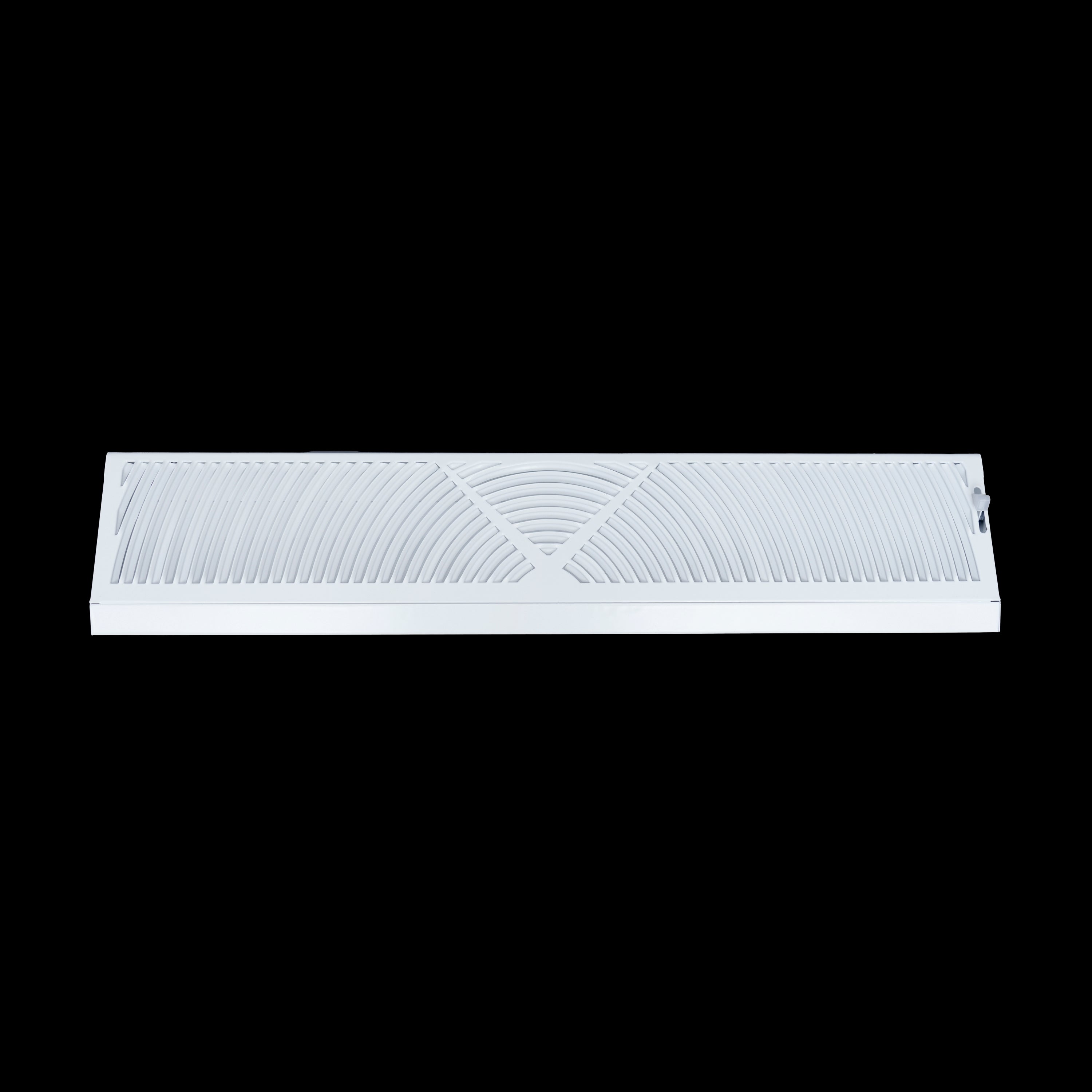 24" Corner Baseboard Return Air Grille | Round Type Air Flow Design | Register Vent Cover Grill | Adjustable Lever for Air Flow Control | White