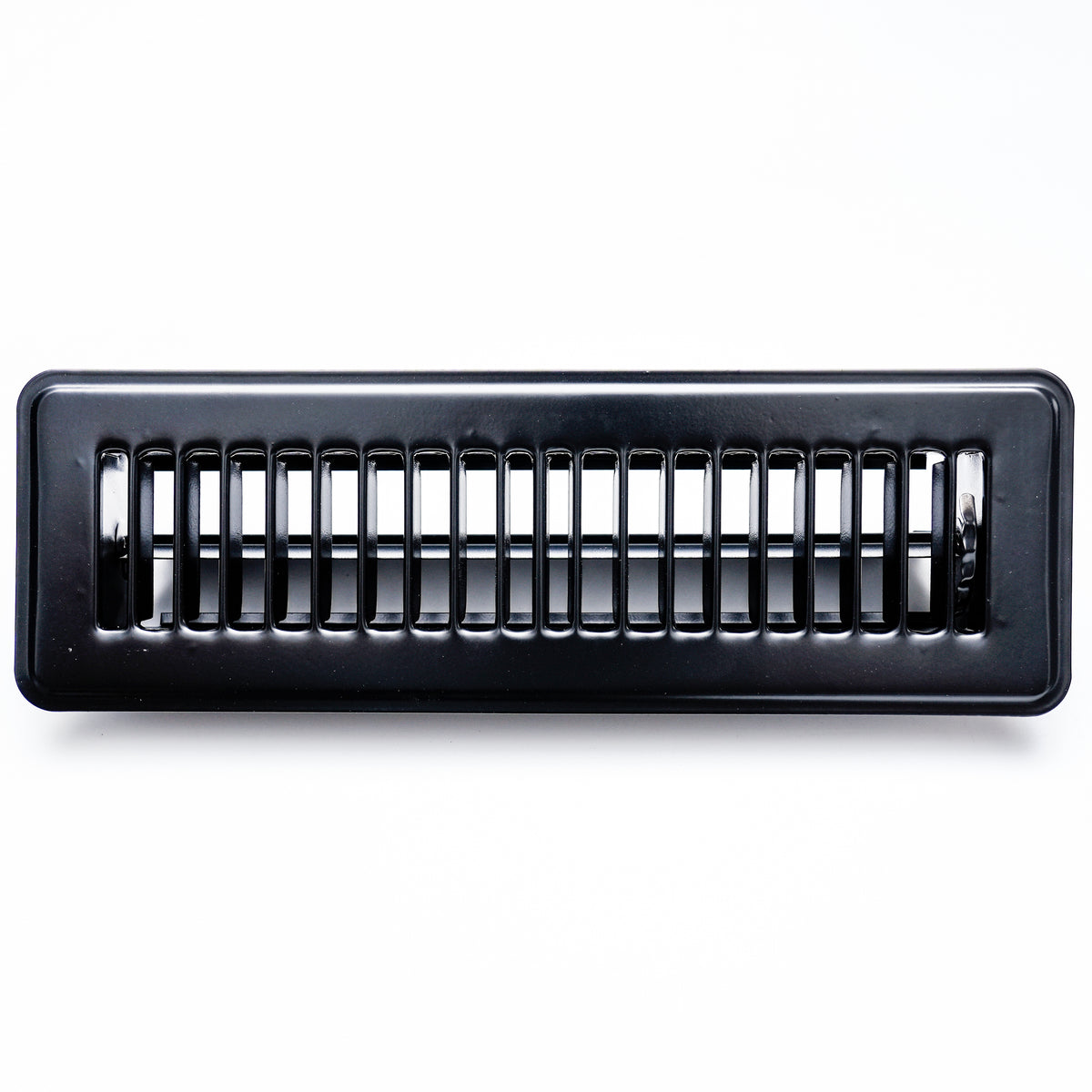 airgrilles 2" x 10" floor register with louvered design   heavy duty walkable design with damper   floor vent grille   easy to adjust air supply lever   black hnd-flg-bl-2x10  - 1